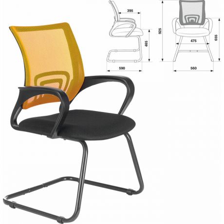 Кресло для приемных и переговорных Brabix Fly CF-100 оранжевое/черное 532088
