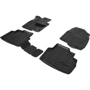 Коврики салона AutoFlex для Mazda CX-5 II (2017-н.в.), полиуретан, черные, 4 части, с крепежом, 9380101