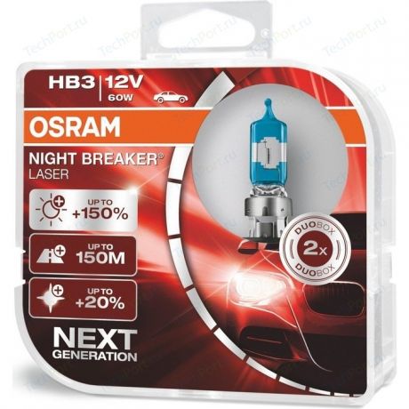 Галогенные лампы Osram HB3 NIGHT BREAKER LASER, 12V, 60W, 2 шт, 9005NL-HCB