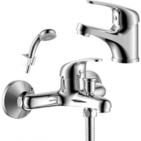 Комплект смесителей Rossinka Silvermix для раковины и ванны, с душем, хром (Y35-31, Y40-11)