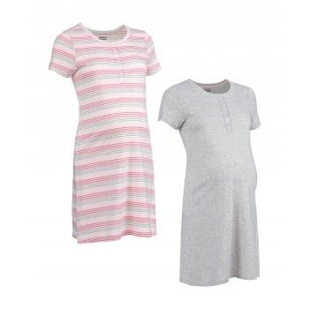 Ночные сорочки для беременных, 2 шт., серый и розовый