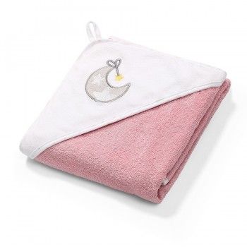 Полотенце с капюшоном BabyOno "Soft", 100 х 100 cм, белый, коралловый