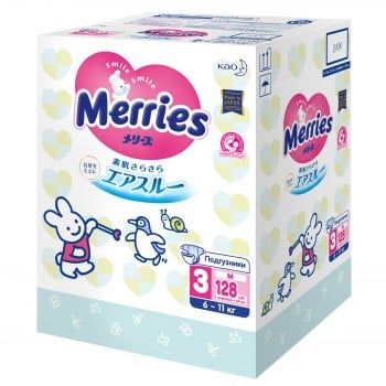 Подгузники для детей Merries размер M 6-11 кг 128 шт.
