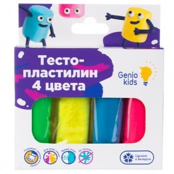 Набор для детской лепки из 4 цветов «Тесто-пластилин» Genio Kids-Art, разноцветный