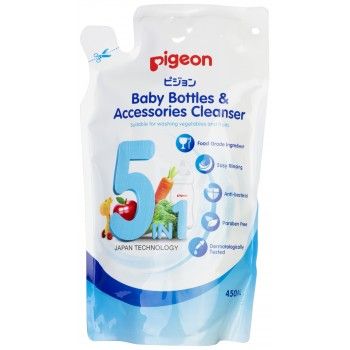 Средство для мытья посуды Pigeon Baby Bottles & Accessories Cleanser, сменный блок, 450 мл