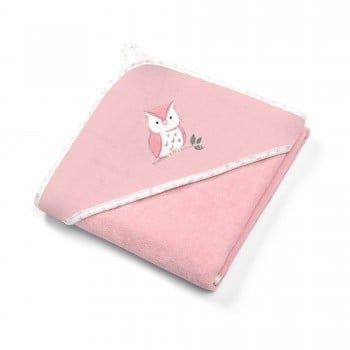 Полотенце велюровое с капюшоном BabyOno, 100 x 100 cм, розовый