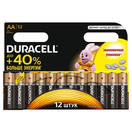 Батарейка Duracell Lr6-12bl basic c0037388 Тип: aa (lr6) (Кол-во в уп. 12шт.)