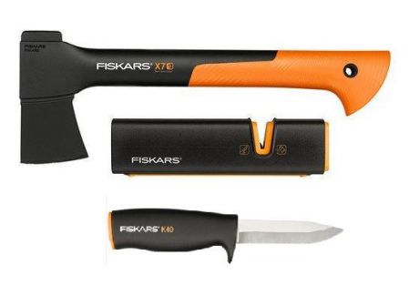 Набор Fiskars топор Х7+нож К40+точилка (1059024)