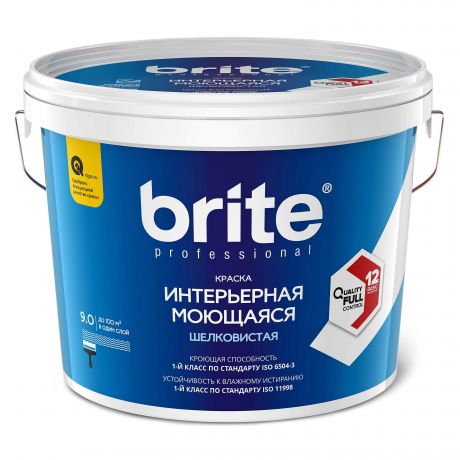 Краска моющаяся Brite Professional шелковистая, 9л (О02241)