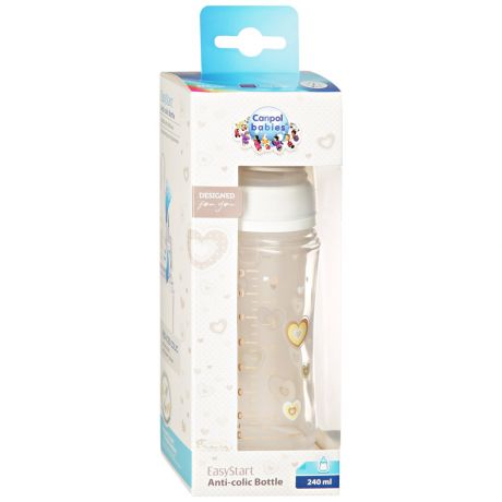 Бутылочка детская Canpol babies EasyStart с широким горлышком антиколиковая от 3 месяцев белая 240 мл