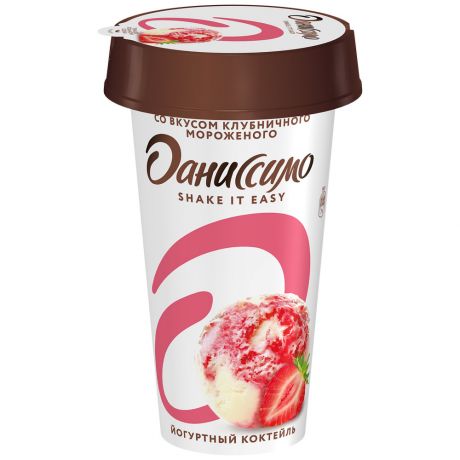 Коктейль йогуртный Даниссимо со вкусом клубничного мороженого 2.6% 190 г