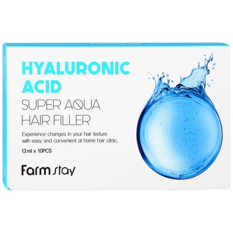 Филлер FarmStay для волос с гиалуроновой кислотой Суперувлажняющий 10 штук по 13 мл