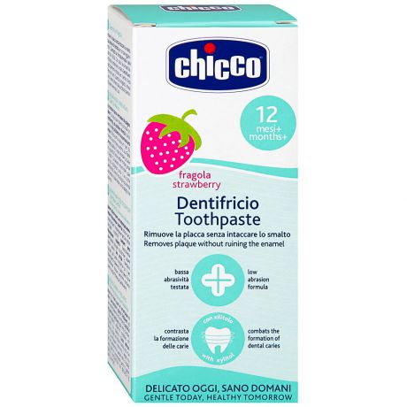 Зубная паста детская Chicco со вкусом клубники с ксилитолом от 12 месяцев 50 мл