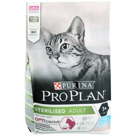 Корм сухой Pro Plan с высоким содержанием трески и форелью для стерилизованных кошек и кастрированных котов 3 кг
