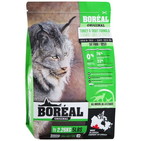 Корм сухой Boreal Original с индейкой и форелью для кошек всех пород 2.26 кг