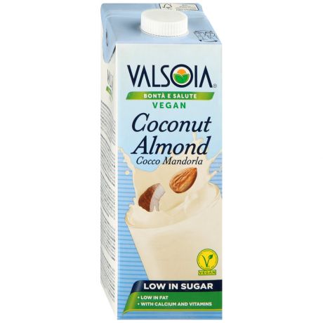 Напиток кокосово-миндальный Valsoia ультрапастеризованный с витаминами В2 B12 D2 и кальцием 1 л