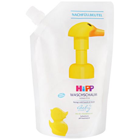 Пенка для лица и рук детская Hipp Babysanft уточка для чувствительной кожи сменный блок 250 мл
