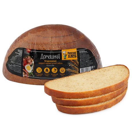Хлеб из смеси ржаной и пшеничной муки заварной подовый Рижский хлеб Домашний 200 г