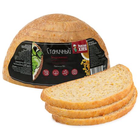 Хлеб из смеси ржаной и пшеничной муки заварной подовый Рижский хлеб Станичный 250 г