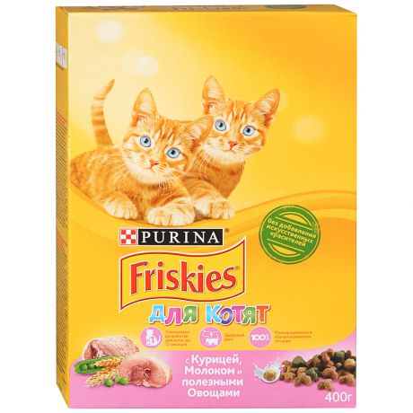 Корм сухой Friskies для котят до года с курицей молоком и полезными овощами 400 г