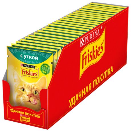 Корм влажный Friskies полнорационный с уткой для взрослых кошек 24 штуки по 85 г
