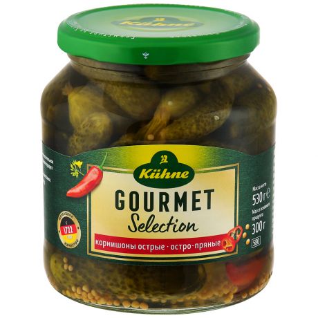 Огурцы Kuhne Hot Gherkins GS Корнишоны острые 530 г