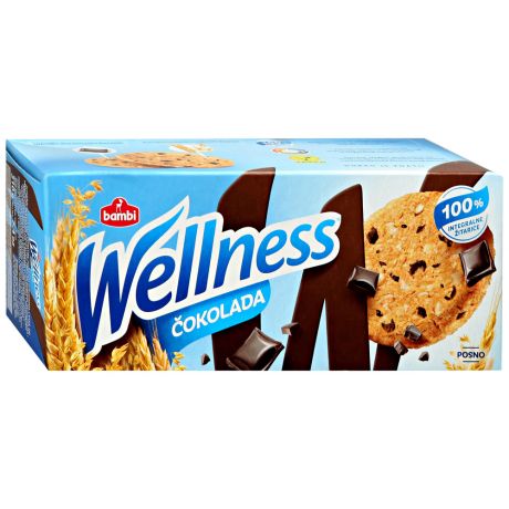 Печенье Wellness цельнозерновое с шоколадом и витаминами 210 г
