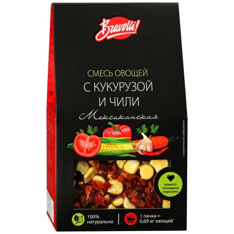 Смесь овощей Bravolli сушеных с кукурузой и чили Мексиканская 65 г