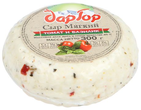Сыр мягкий Дар гор Кавказский томат и базилик 45% 300 г