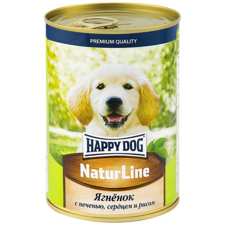 Корм влажный Happy Dog Ягненок с печенью сердцем и рисом для щенков 410 г