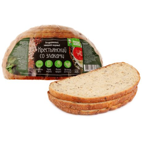 Хлеб Рижский хлеб Крестьянский со злаками бездрожжевой заварной подовый 300 г