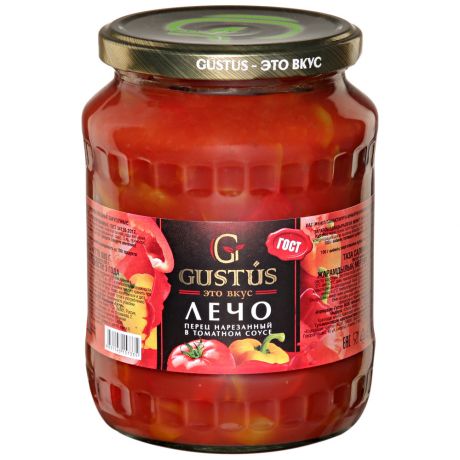 Лечо Gustus Перец резанный в томатном соусе 680 г