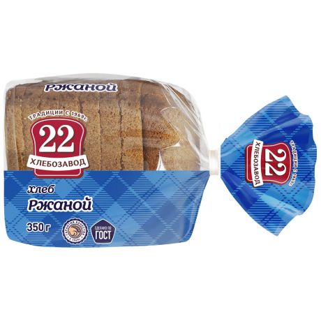 Хлеб Хлебозавод №22 Ржаной из обдирной муки (половинка) 350 г в нарезке