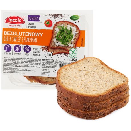 Хлеб Incola цельнозерновой с семенами льна без глютена 200 г