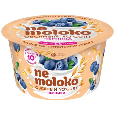 Продукт овсяный Nemoloko YO'GURT Черника с пробиотиками витаминами и минеральными веществами 130 г