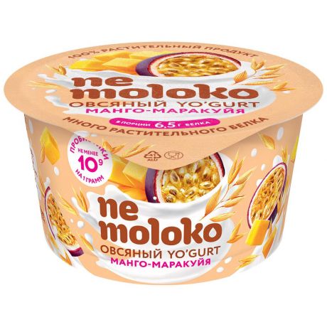 Продукт овсяный Nemoloko YO'GURT Манго-Маракуйя с пробиотиками витаминами и минеральными веществами 130 г