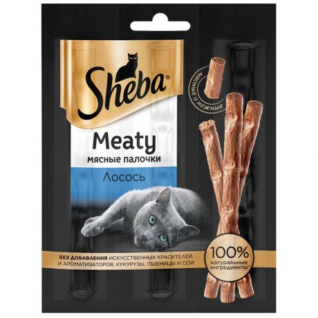 Лакомство Sheba Meaty Мясные палочки с лососем для кошек 12 г