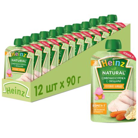 Пюре Heinz сливочная курочка овощи без сахара с 8 месяцев 90 г 12 штук