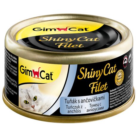 Корм влажный Gimborn GimCat ShinyCat Filet с тунцом и анчоусами для кошек 70 г