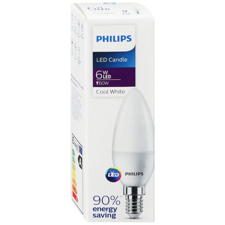 Светодиодная лампа Philips EcoHome LED Candle 6-60W E14 840 B35 FR