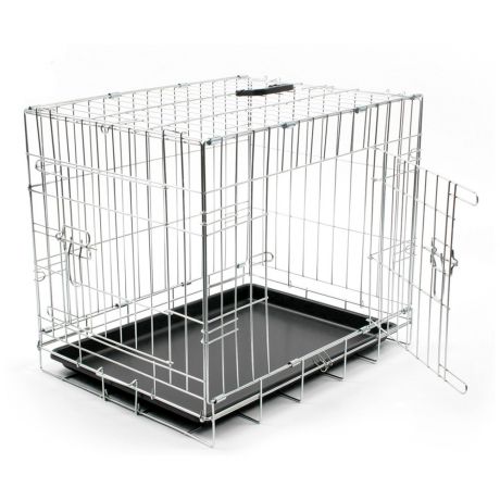 Клетка Duvo+ двухдверная Pet Kennel Top Line Small для собак серебристая 62х44х50 см