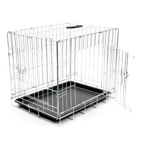 Клетка Duvo+ двухдверная Pet Kennel Top Line Large для собак серебристая 92х57х64 см