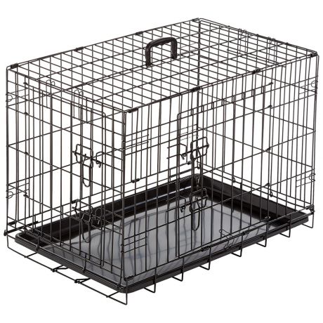 Клетка Duvo+ двухдверная Pet Kennel Top Line Small для собак чёрная 62х44х50 см