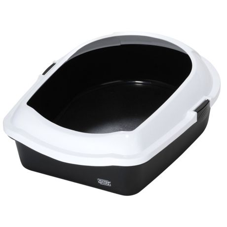 Туалет EBI с высокой рамкой Спэйс 70 для кошек чёрно-белый 70х56х27 см
