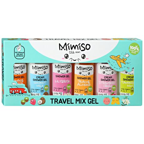Подарочный набор Mimiso Travel Mix Gel крем-гель для душа 50 мл 3 штуки + Гель для душа 50 мл 3 штуки