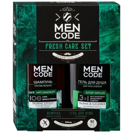 Подарочный набор Men Code Fresh Care Set Гель для душа Sport Impulse 300 мл + Шампунь для волос Anti-Dandruff 300 мл