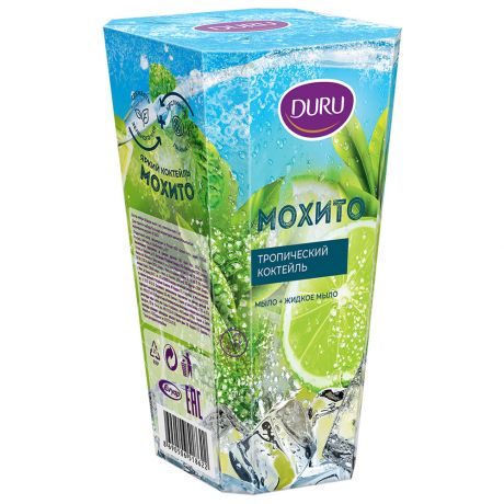 Подарочный набор Duru 1+1 жидкое мыло Зеленый чай 300 мл + мыло Лайм-Ананас 80 г