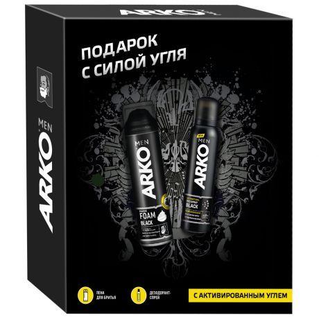 Подарочный набор Arko Пена Black 200 мл + дезодорант Black 150 мл