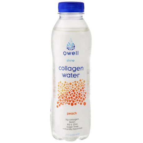 Напиток Qwell Collagen Water со вкусом персика безалкогольный негазированный 0.53 л