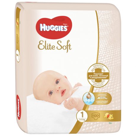 Подгузники Huggies Elite Soft 1 (3-5 кг, 100 штук)